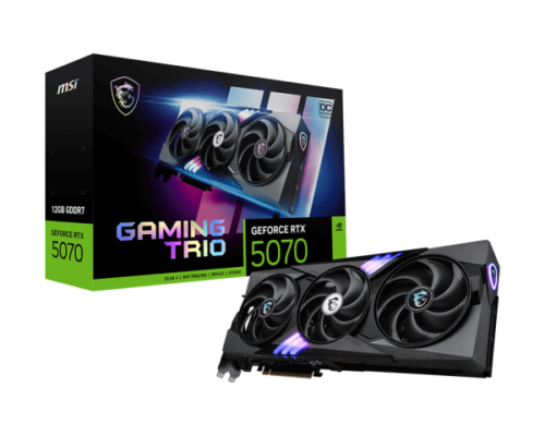 MSI RTX 5070 12G Gaming Trio OC Graphics Card (12GB GDDR7, 192-bit, Extreme Performance: 2625 MHz, DisplayPort x3 2.1a, HDMI 2.1b, NVIDIA Blackwell Architecture)