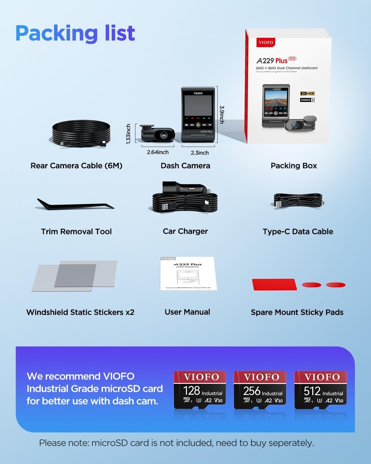 VIOFO A229 Plus Dash Cam Front and Rear, Dual STARVIS 2 Sensors, 2 Channel HDR, 1440P+1440P Voice Control Car Dash Camera, 5GHz Wi-Fi, Support 512GB Max, Voice Control, Ultra-Precise GPS - Image 8