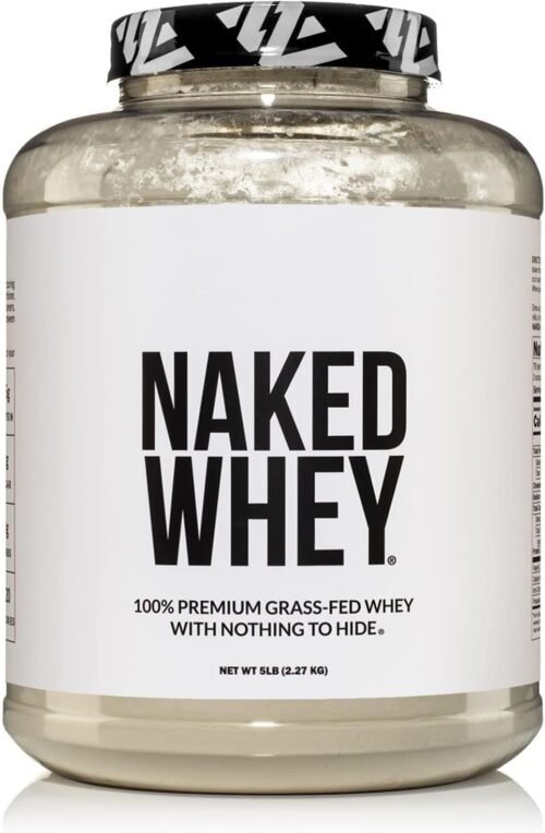 Naked WHEY 5LB 100% Grass Fed Unflavored Whey Protein Powder – Only 1 Ingredient, Undenatured – No GMO, Soy or Gluten – No Preservatives – Promote Muscle Growth and Recovery – 76 Servings