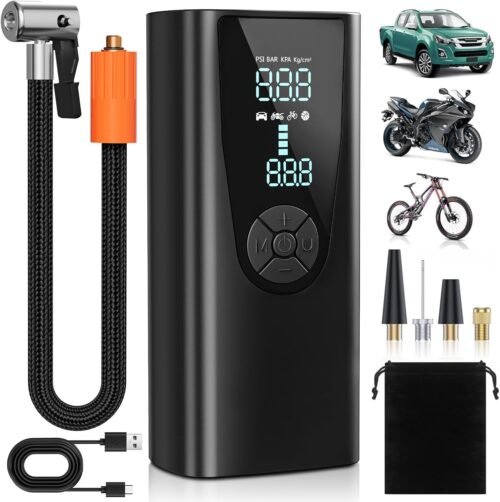 Tire Inflator Portable Air Compressor, 150 PSI Air Pump for Car Tires with Digital Tire Pressure Gauge, 20000mAh Rechargeable 4X Faster Portable Tire Inflator for Car, Motorcycles, Bicycles, Balls