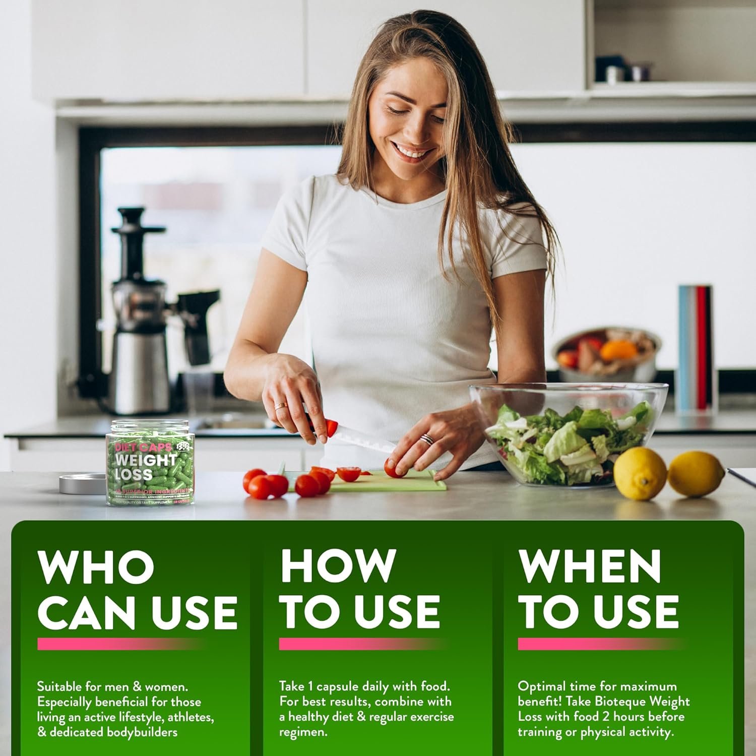 Bioteque Lab Weight Loss Diet Capsules, Natural Appetite Suppressant, Fat Burner for Women and Men with Apple Cider, Green Coffee Bean Extract, Cinnamon, Cayenne Pepper Metabolism Booster - Image 6